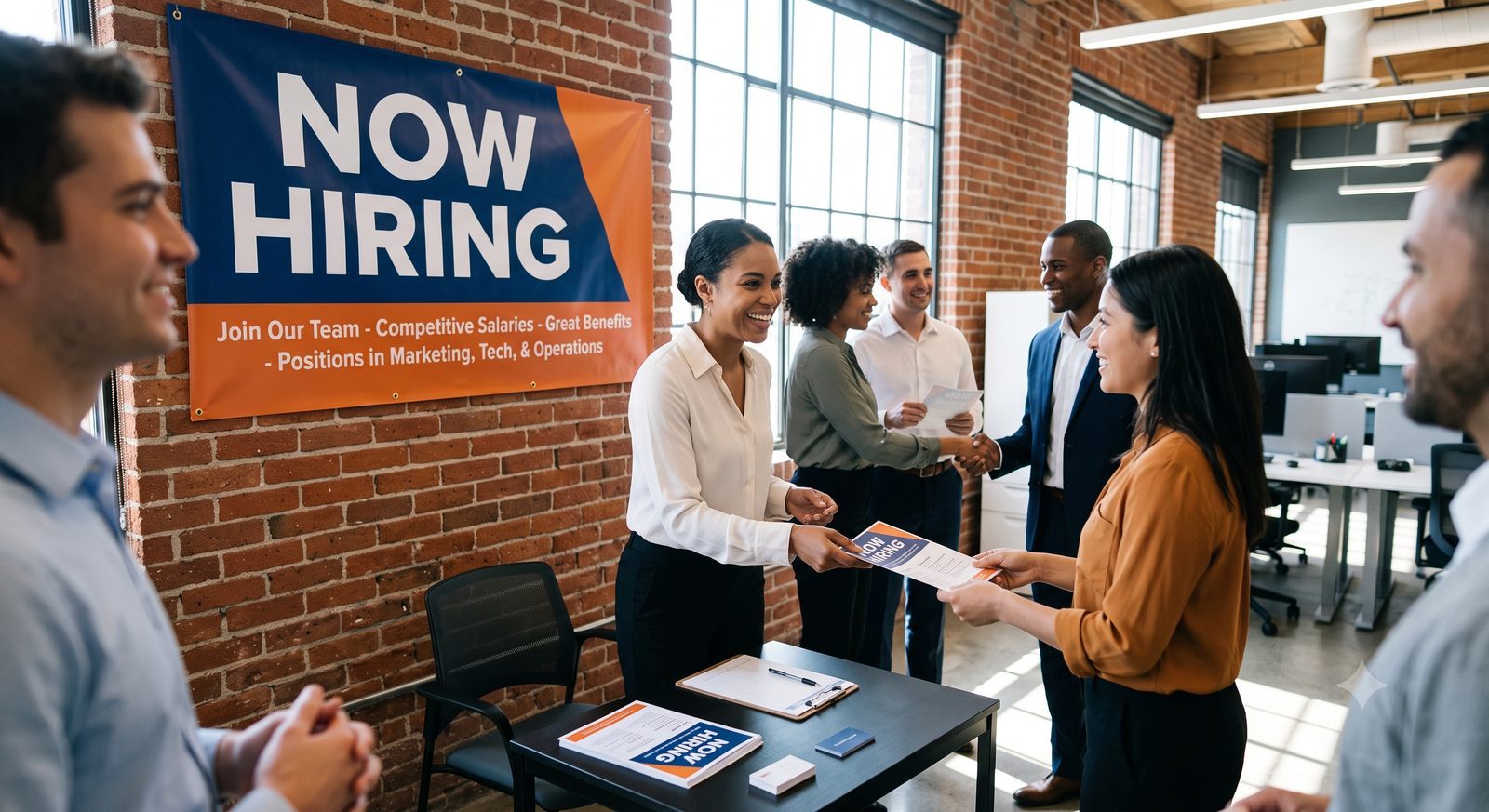 A man attending a Now Hiring event, finally able to apply because he has a PO Box to receive critical mail