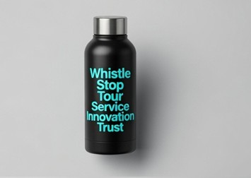 Whistle Stop Tour insulated water bottle in black